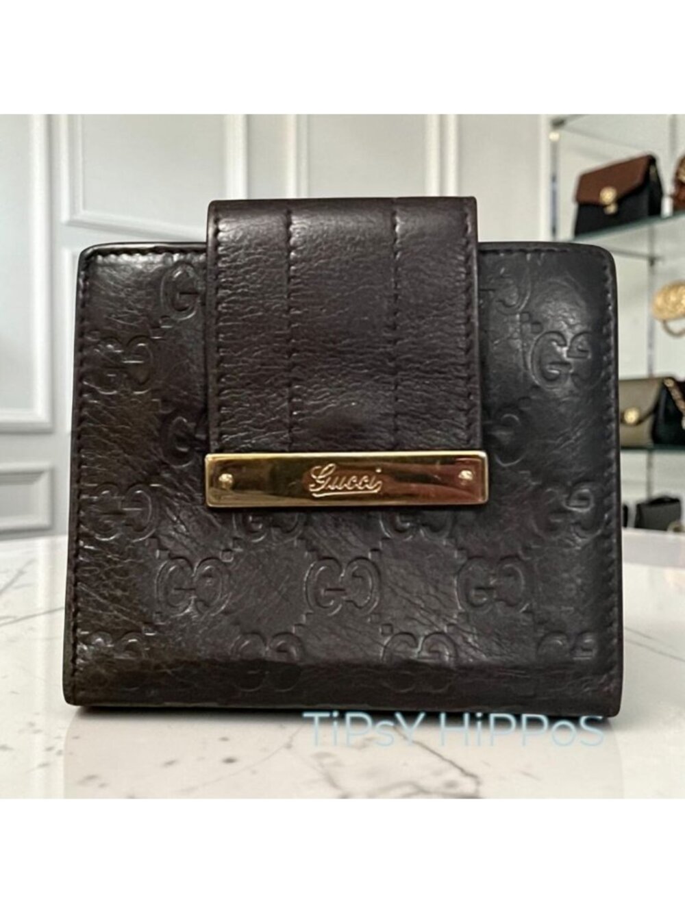 Gucci Guccissima GG Monogram Leather Bifold Wallet - Vintage Black/Gold